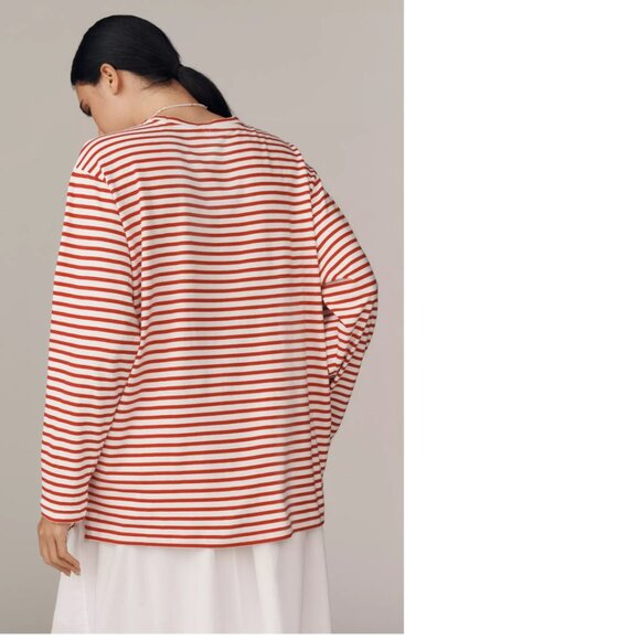 Anthropologie Daily Practice Cotton Long-Sleeve Tee top size m red NEW - Picture 3 of 9